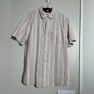 Marine Layer Muted Color Multi Striped, Hemp/Tencel Casual Button Up Shirt. SS